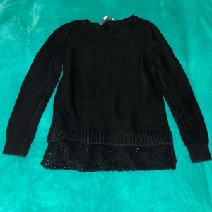 Loft Sweater with Lace Bottom Black Small